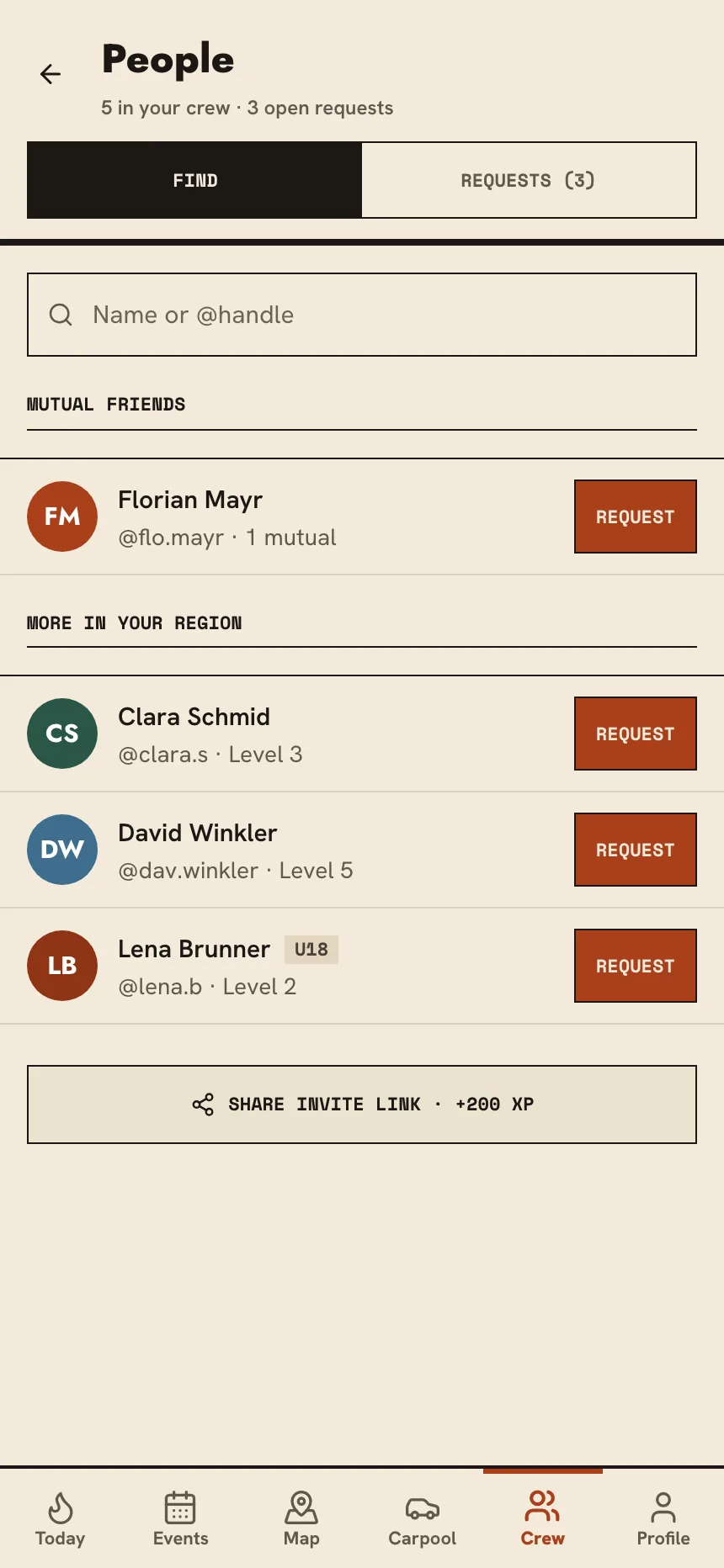 Pistl Add people screen